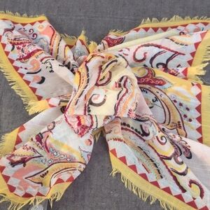 Vince Camuto Yellow and Red Paisley Scarf